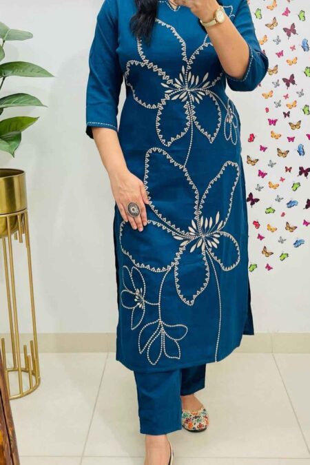 Pure fine Cotton fabric Embroidery hand work