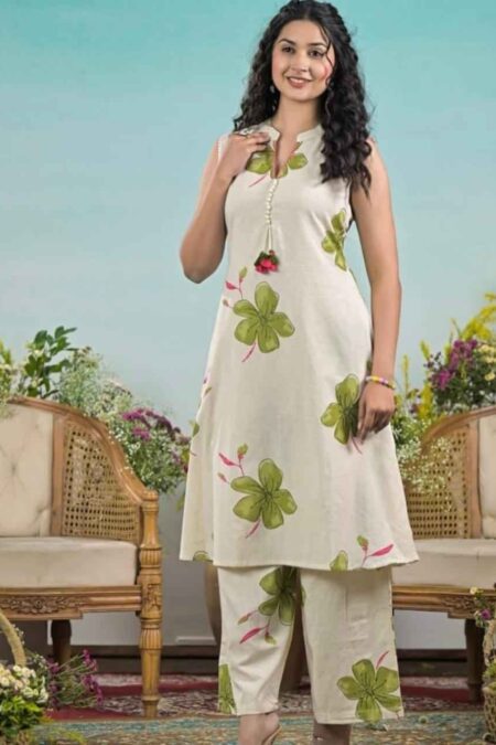 aline Cotton kurta set green