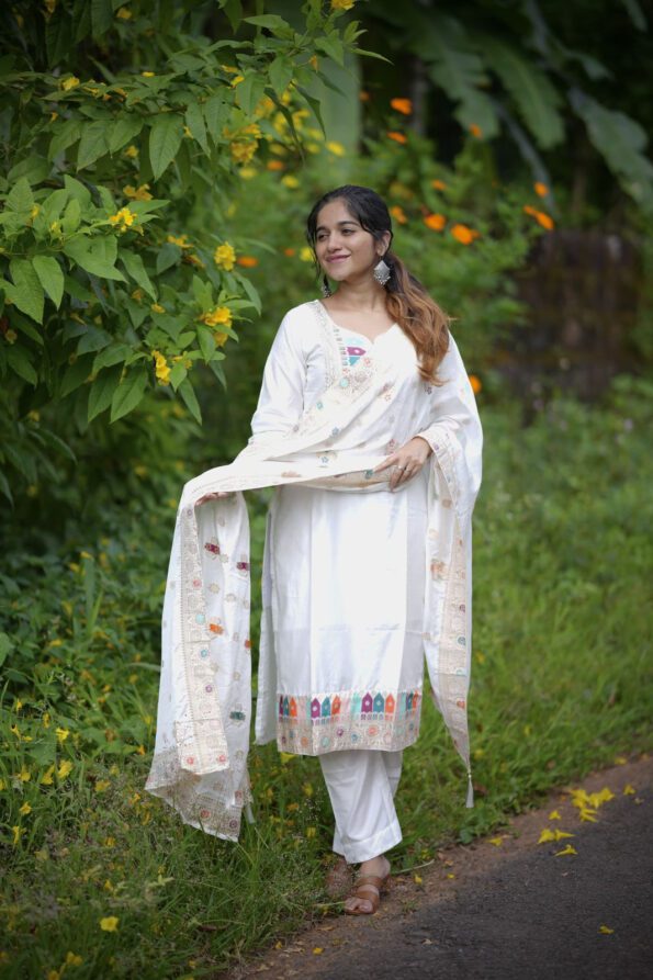 White Embroidered Kurta Set with Dupatta