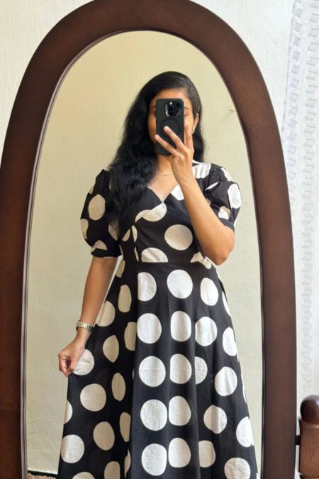 Black & White Polka Dot Fit and Flare Dress
