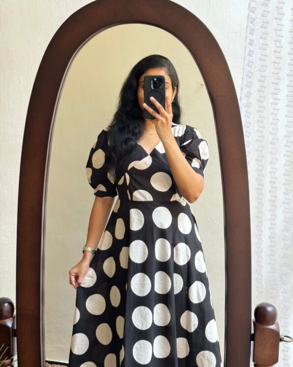Black & White Polka Dot Fit and Flare Dress