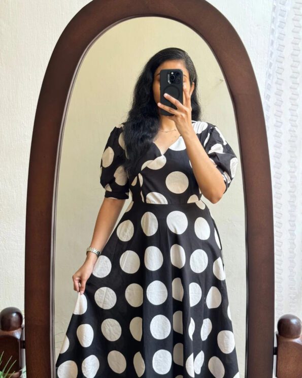 Black & White Polka Dot Fit and Flare Dress