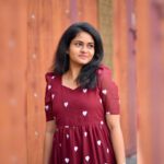 Maroon Heart Print A-Line Midi Dress