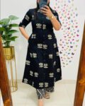 Black Floral Kurta for Women