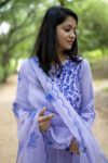 Lavender Chikankari-Style Kurta Set with Floral Embroidered Dupatta