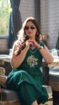 Emerald Green Sleeveless Cotton Co-ord Set with Floral Embroidery