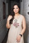 Beige Sleeveless Embroidered Kurta Set