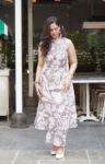 Beige & White Floral Print Kurta Set