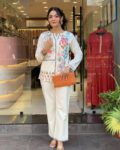 White Cotton Co-ord Set with Multicolor Embroidery