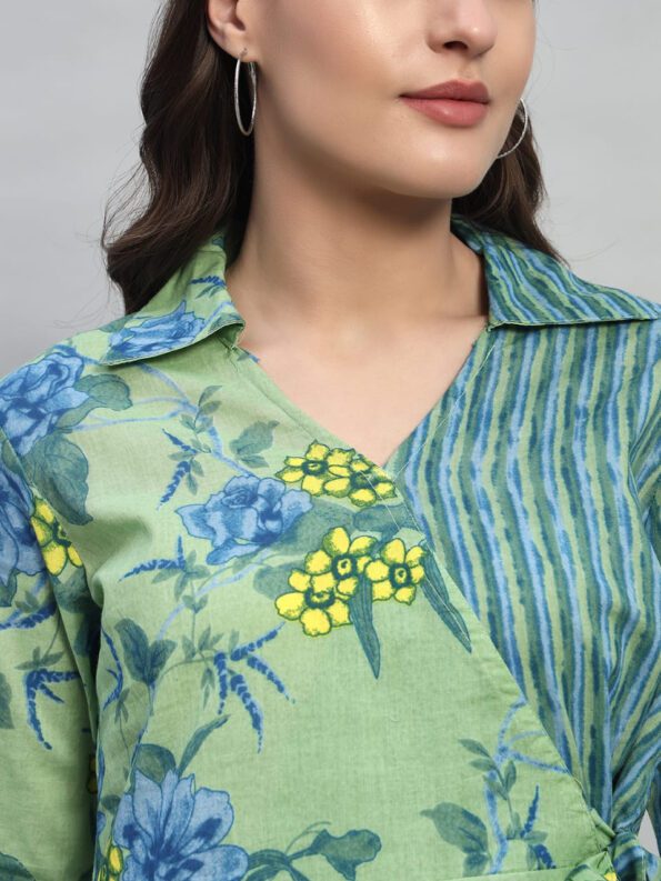 Floral Green Cotton Peplum