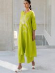 Lime Green Modern Floral Embroidered