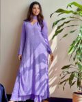 Lavender Chikankari Cotton Embroidered Kurta with Dupatta