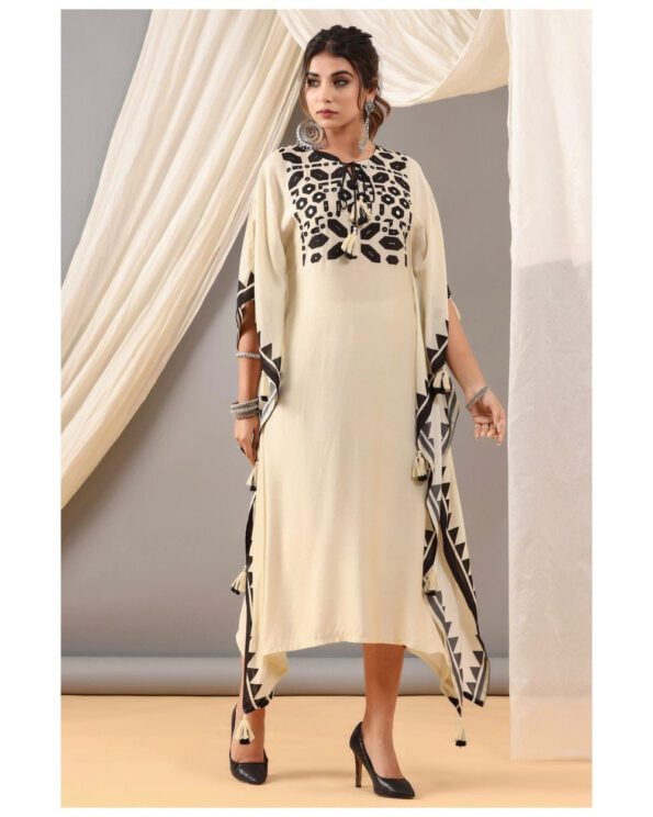 Cream & Black Handkerchief Kurti – Designer Indo-Western Dress