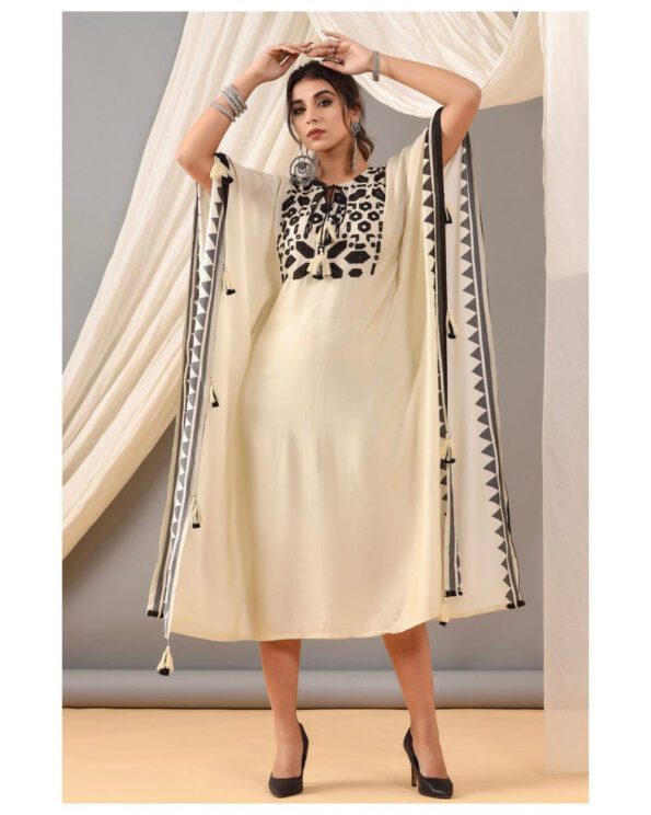 Cream & Black Handkerchief Kurti – Designer Indo-Western Dress