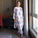 White Floral Printed Cotton Kurta Pant Set