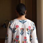 White Floral Printed Cotton Kurta Pant Set