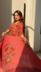 Rust Orange Floral Anarkali Suit with Dupatta