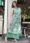 Green Sleeveless Printed Kurta Set