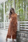 Rust Brown Sleeveless Printed Kurta Set