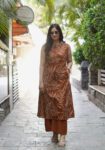 Rust Brown Sleeveless Printed Kurta Set