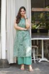 Green Sleeveless Printed Kurta Set