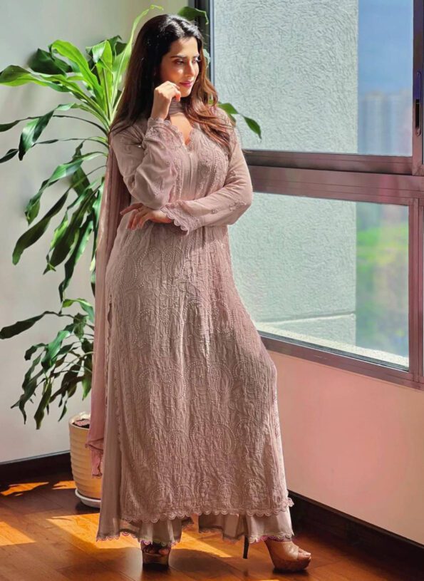 Premium Pastel Embroidered Long Kurti Set with Dupatta