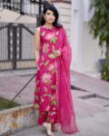 Pink Floral Printed Co-Ord Kurta Set with Dupatta