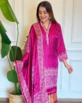 Pink Bandhani Kurta Set with Dupatta