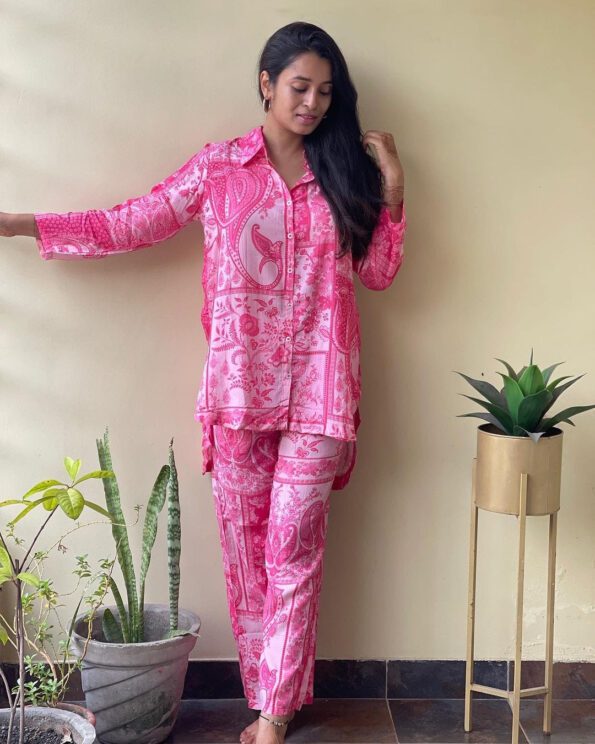 Pink Printed Co-ord Set for Women