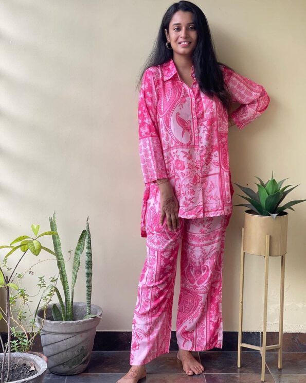 Pink Printed Co-ord Set for Women