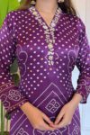Royal Purple Bandhani Kurta Set with Dupatta