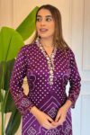 Royal Purple Bandhani Kurta Set with Dupatta