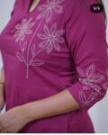 Magenta Floral Embroidered Kurti Set