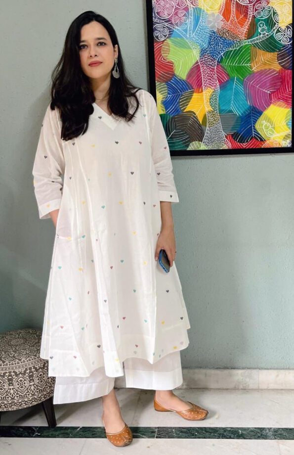 White Cotton Kurta Pant Set for Women