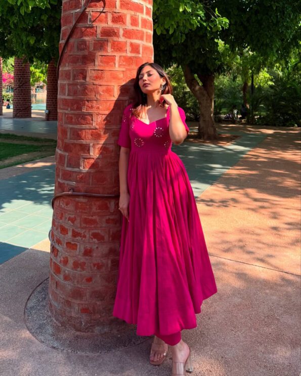 Magenta Flared Designer Kurti Set