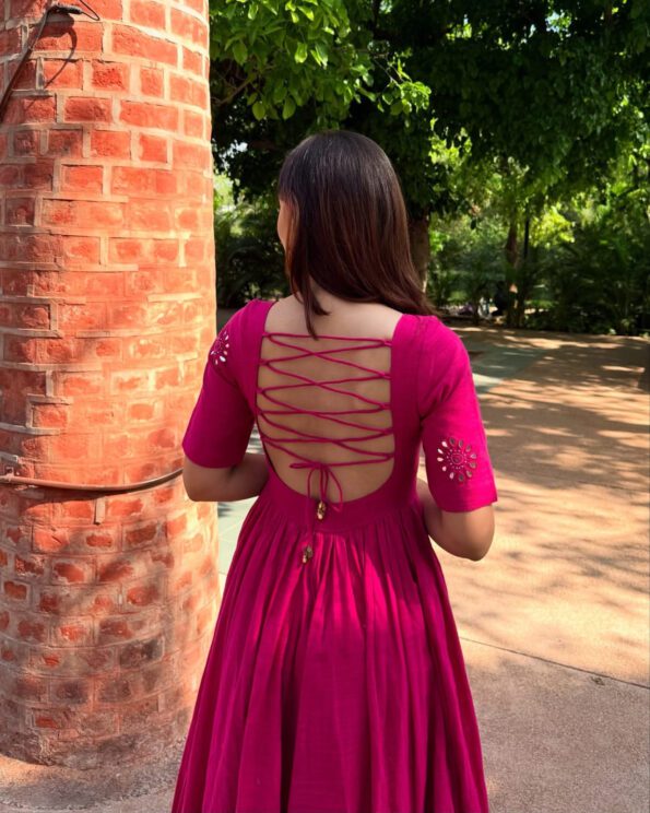 Magenta Flared Designer Kurti Set