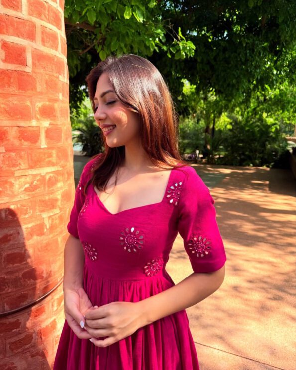 Magenta Flared Designer Kurti Set