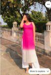 Pink & White Ombre Sleeveless Kurti Set