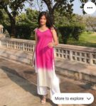 Pink & White Ombre Sleeveless Kurti Set