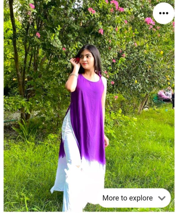 Purple Ombré Sleeveless Kurti Set