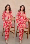 Vibrant Red & Pink Designer Printed Kurti Set