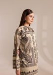 Beige & Black Printed Cotton Kurti Set