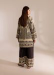Beige & Black Printed Cotton Kurti Set