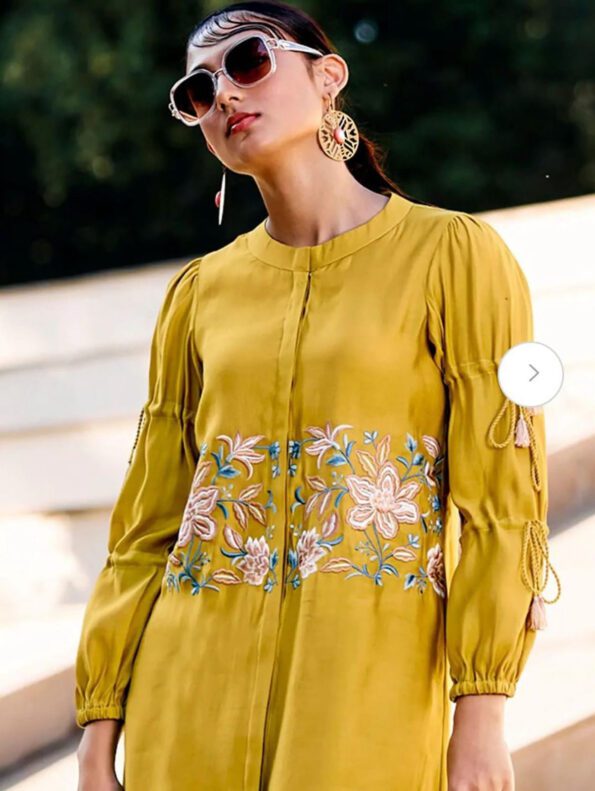 Mustard Yellow Designer Embroidered Co-ord Set