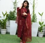 Maroon Kurta Pant Set with Dupatta