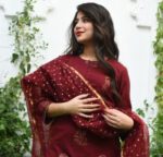 Maroon Kurta Pant Set with Dupatta