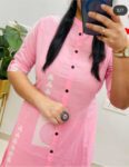 Pink Cotton Button-Down Kurti Set