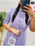 Lavender Printed Cotton Kurti Set