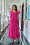 Pink Bandhani Anarkali Kurta Set with Dupatta for Women