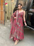 Red Ethnic Anarkali Kurta Set with Dupatta